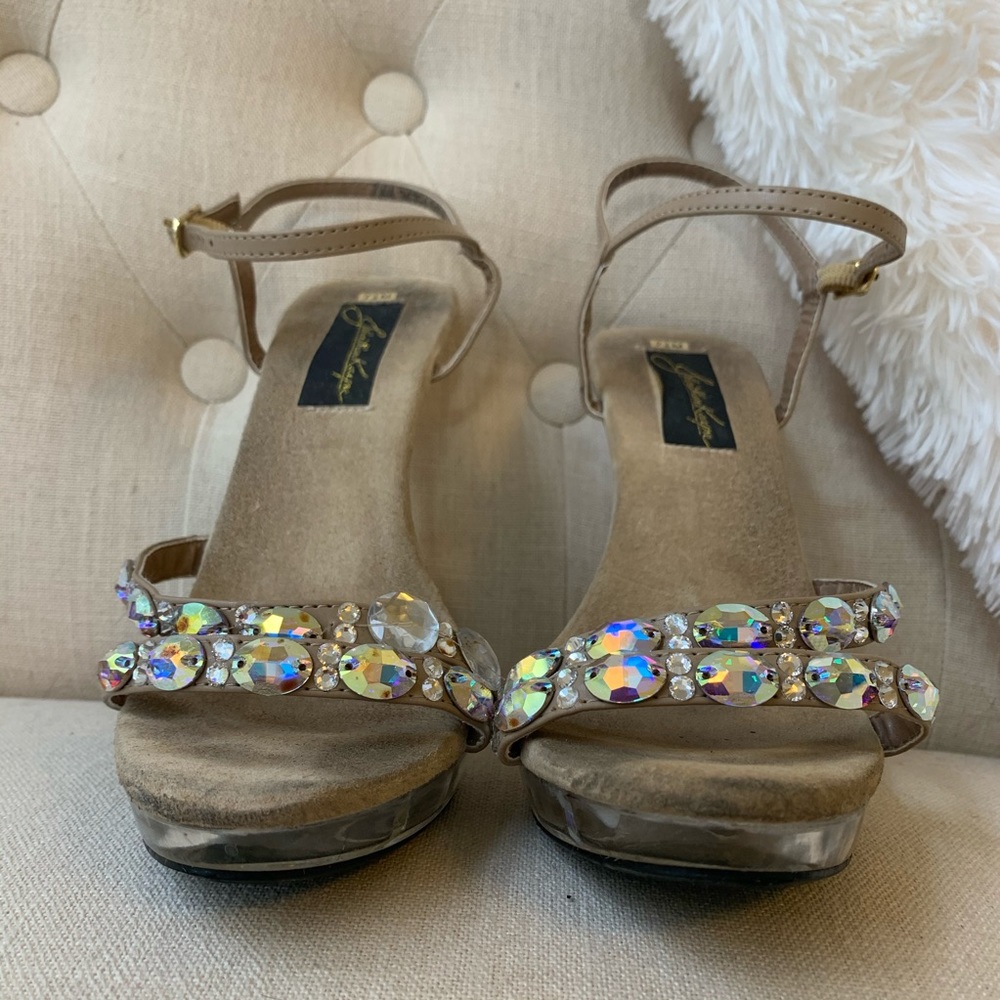 Crystal Strappy Heels - Nude